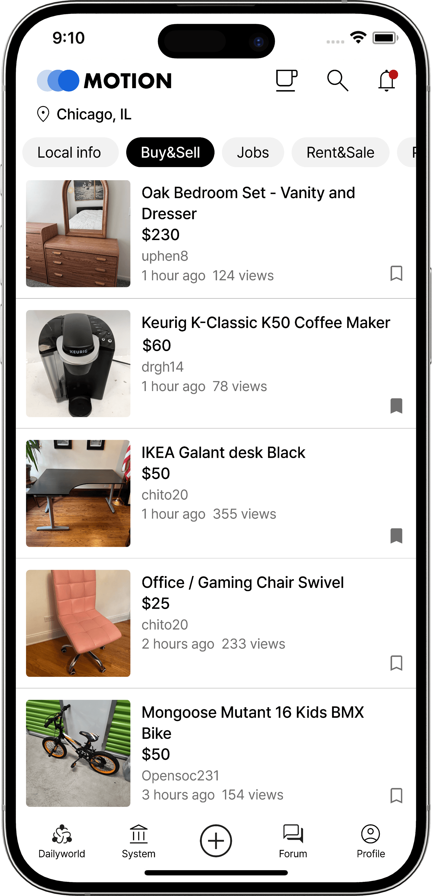 Motion App Interface