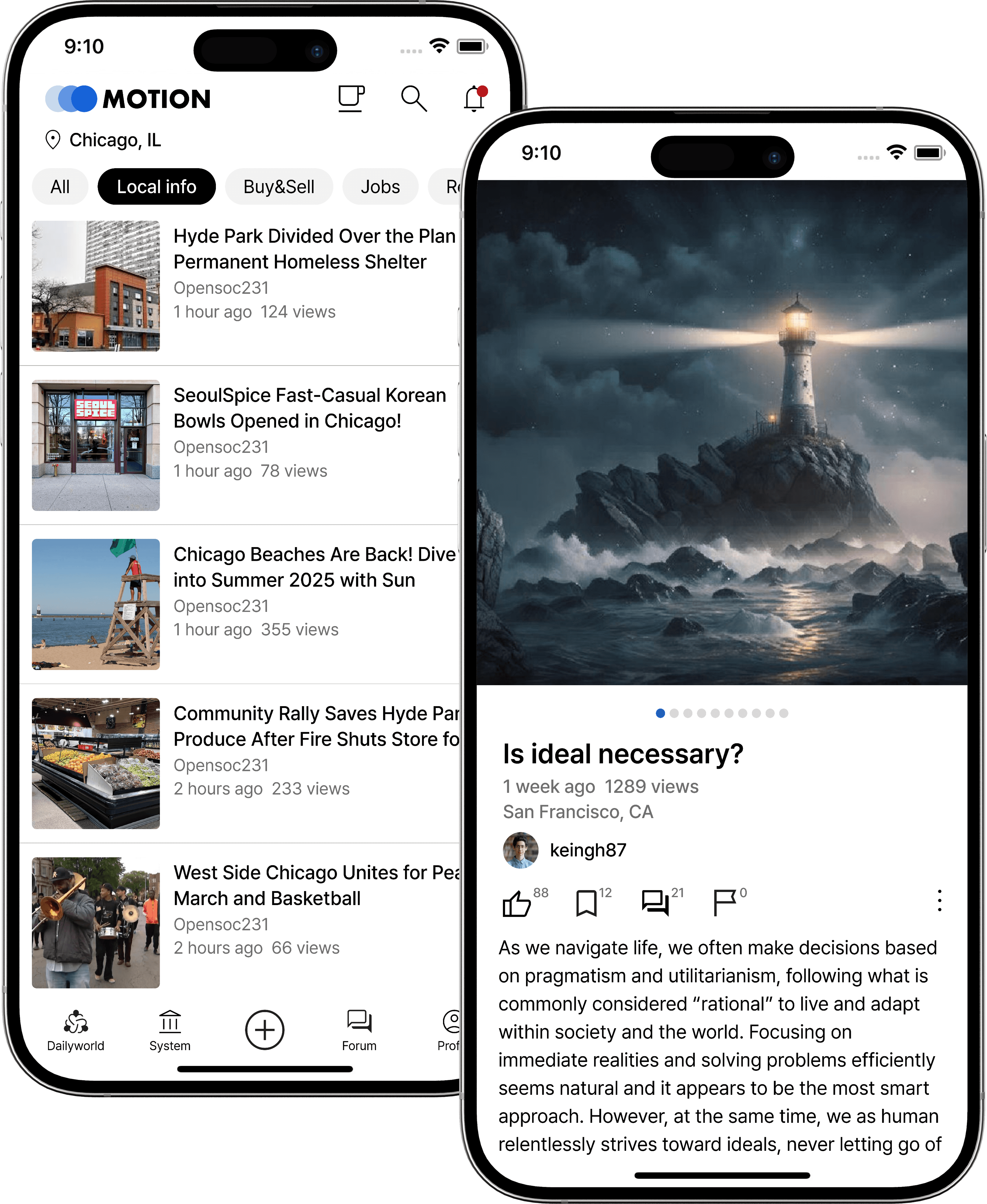 Motion App Messaging Interface